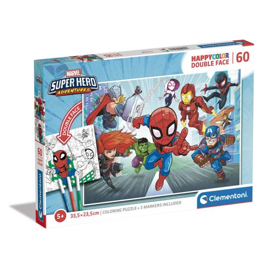 Clementoni Doppelseitiges Superhelden-Puzzle 60 Teile