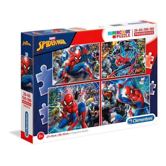 Clementoni Progressives Spiderman-Puzzle 20-60-100-180 Teile.