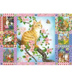 Cobble Hill Puzzle Kätzchen und Blumen Quilt 1000 Teile