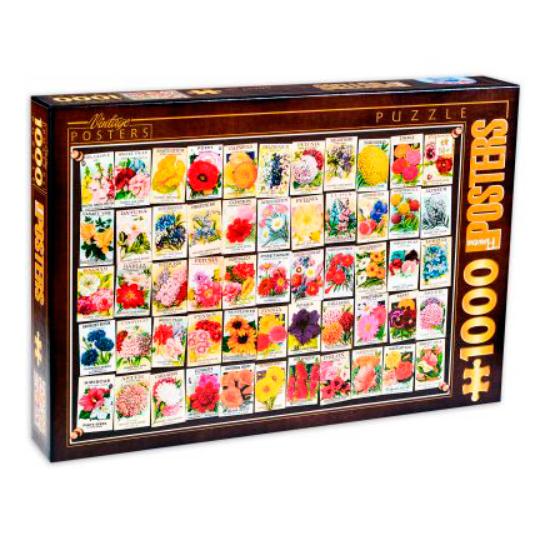 D-Toys Vintage Collage Puzzle, 1000 Teile Blumen