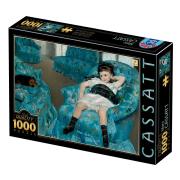 D-Toys Puzzle Kleines Mädchen in einem blauen Sessel 1000 Teile