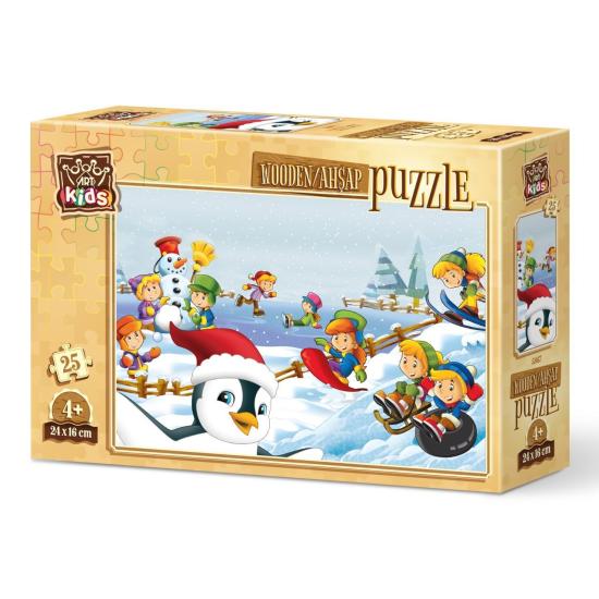 Holzpuzzle Kunstpuzzle Wintersportler mit 25 Teilen