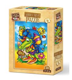 Holzpuzzle Art Puzzle Road to School 16 Teile