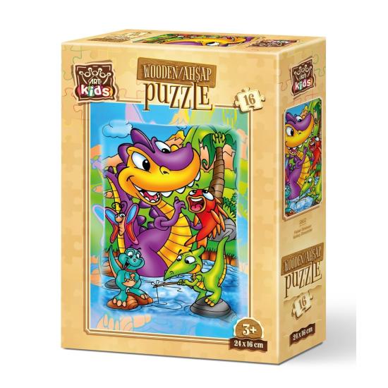 Holzpuzzle Kunstpuzzle Fischer Dinosaurier 16 Teile