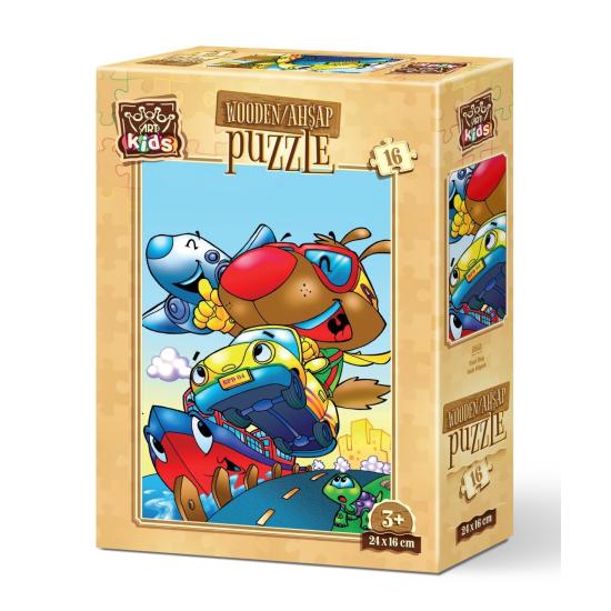 Holzpuzzle Kunstpuzzle Der schnelle Hund 16 Teile