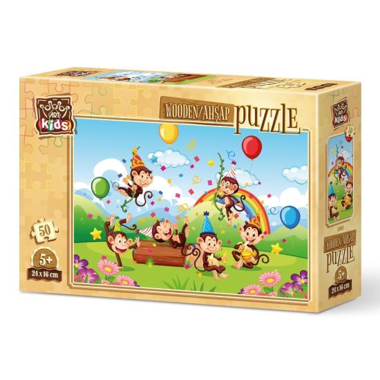 Holzpuzzle Art Puzzle Monkey Party mit 50 Teilen Holzpuzzle Art Puzzle Monkey Party mit 50 Teilen