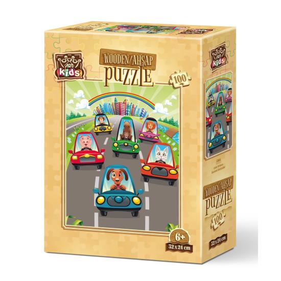 Holzpuzzle Kunstpuzzle Niedliche Fahrer 100 Teile
