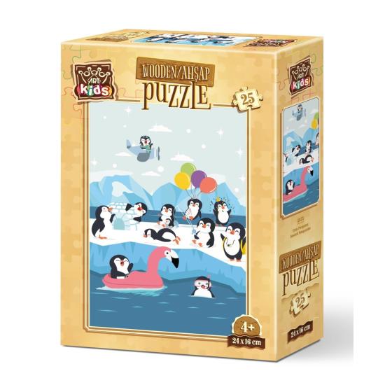 Holzpuzzle Kunstpuzzle Niedliche Pinguine aus 25 Teilen