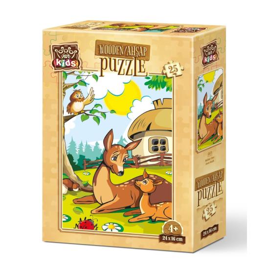 Holzpuzzle Kunstpuzzle Mama Hirsch mit 25 Teilen Holzpuzzle Kunstpuzzle Mama Hirsch mit 25 Teilen