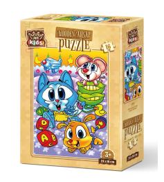Holzpuzzle Art Puzzle Little Naughties mit 16 Teilen