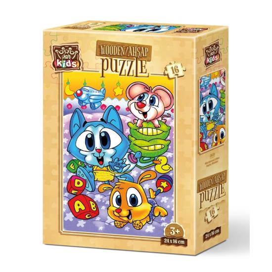 Holzpuzzle Art Puzzle Little Naughties mit 16 Teilen