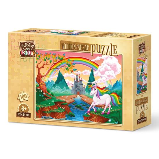 Holzpuzzle Kunstpuzzle Regenbogen Einhorn 100 Teile