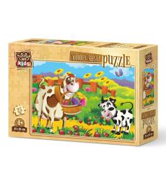 Holzpuzzle Kunstpuzzle Romantische Kuh aus 25 Teilen