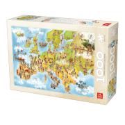 Deico Animierte Karte von Europa Puzzle 1000 Teile