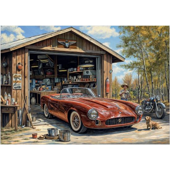 Puzzle Dino Jaguar In Der Garage mit 300 Teilen