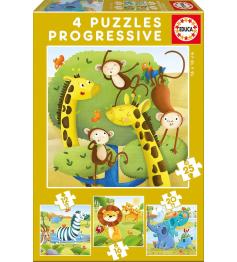 Educa Progressive Wild Animals Puzzle 12+16+20+25 Teile