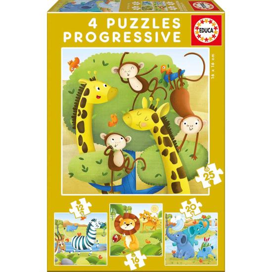 Educa Progressive Wild Animals Puzzle 12+16+20+25 Teile