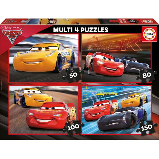 Puzzle Educa Cars 3 Multi Progressive 50+80+100+150 Teile.