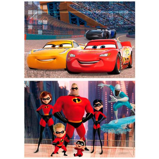 Puzzle Educa Cars + Die Unglaublichen 2 x 50 Holzteile