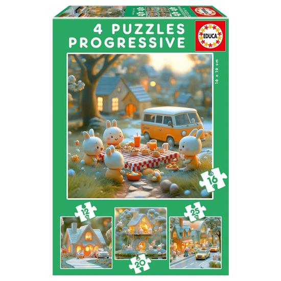 Educa Progressive Bunnies City Puzzle 12+16+20+25 Teile
