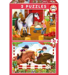 Educa Caring for Horses Puzzle mit 2 x 48 Teilen