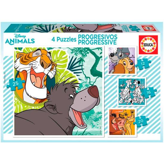 Educa Disney Animals 2 Progressives Puzzle 12+16+20+25 Teile