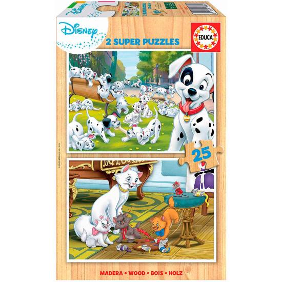 Educa Disney Animals Puzzle aus 2 x 25 Holzteilen