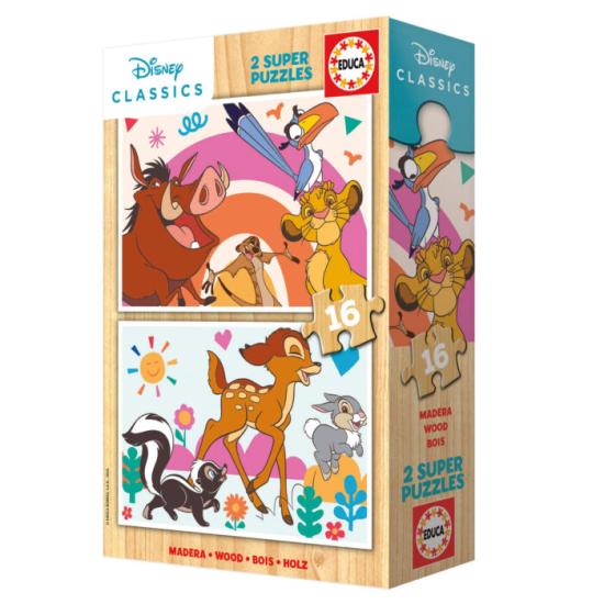 Puzzle Educa Disney Animals 2x16 Teile Holz