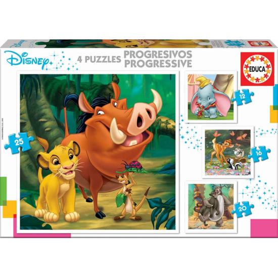 Educa Disney Animals Progressives Puzzle 12+16+20+25 Teile