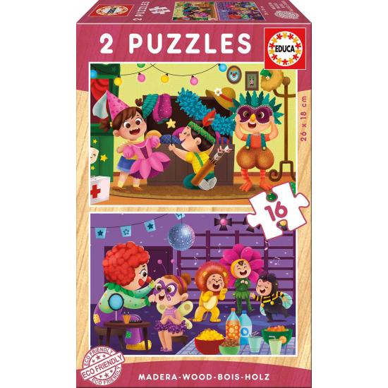 Educa Kostümparty-Puzzle 2 x 16 Holzteile