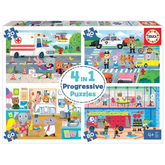 Puzzle Educa Heroes in Action Multi Progressive 20+40+60+80 Teil