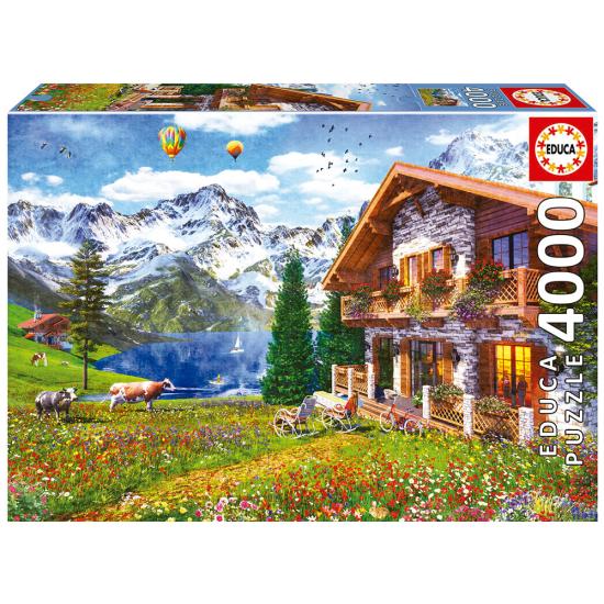 Puzzle Educa Hogar in den Alpen mit 4000 Teilen