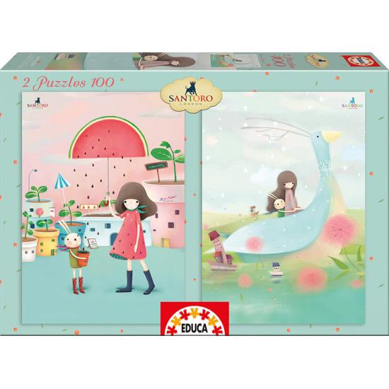 Puzzle erzieht den Regen und das Boot 2 x 100 Teile