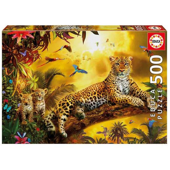 Puzzle Educa Leopard mit seinen Jungen mit 500 Teilen