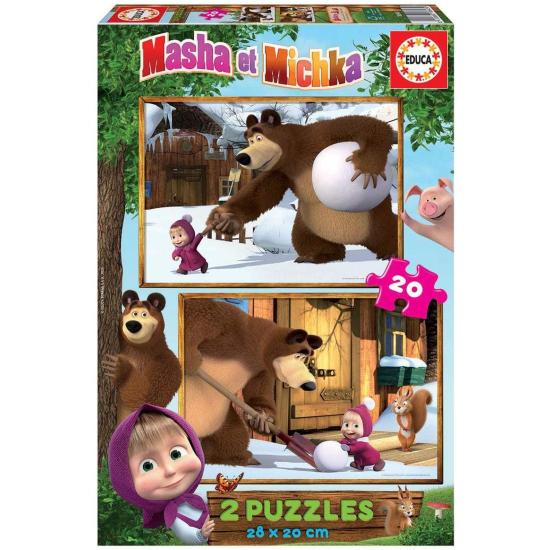 Educa Mascha und Michka Puzzle 2 x 20 Teile