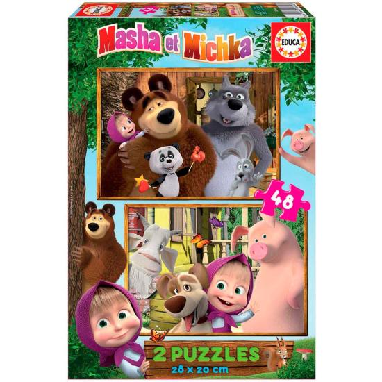 Educa Mascha und Michka Puzzle 2 x 48 Teile