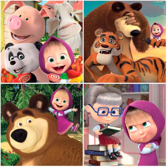 Educa Masha und Michka progressives Puzzle 12+16+20+25 Teile