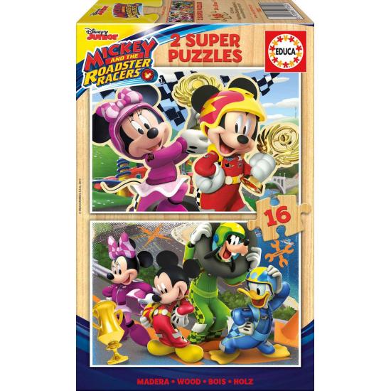 Educa Mickey und die Superpiloten Puzzle aus 2 x 16 Teilen Holz