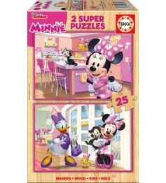 Puzzle Educa Minnie Happy Helpers 2 x 25 Teile Holz