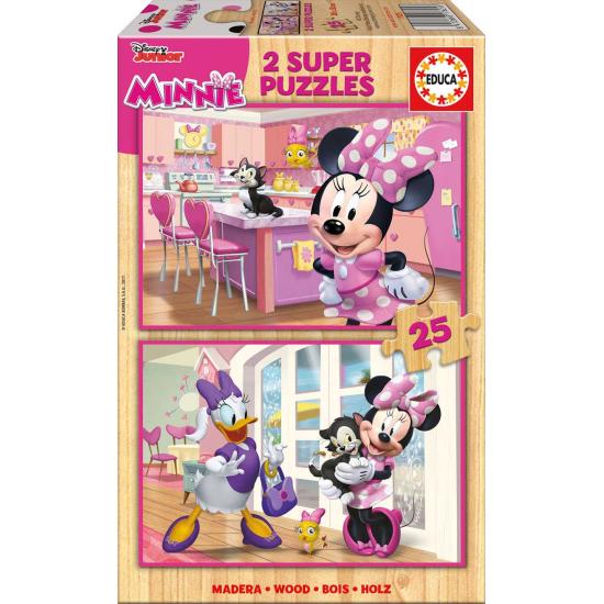 Puzzle Educa Minnie Happy Helpers 2 x 25 Teile Holz