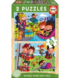 Educa Vergnügungspark-Puzzle 2 x 25 Holzteile