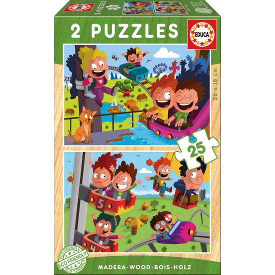 Educa Vergnügungspark-Puzzle 2 x 25 Holzteile