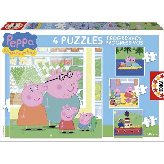 Educa Peppa Pig Progressives Puzzle 6+9+12+16