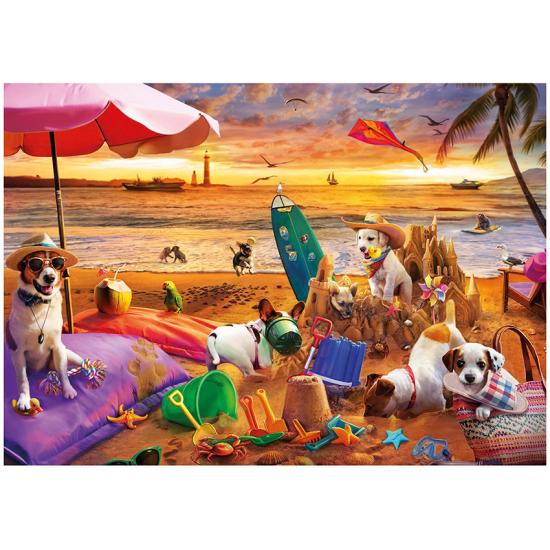 Puzzle  Educa Hunde spielen am Strand 1000 Teile