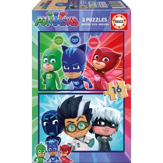 Educa PJ Masks Puzzle aus 2 x 16 Holzteilen