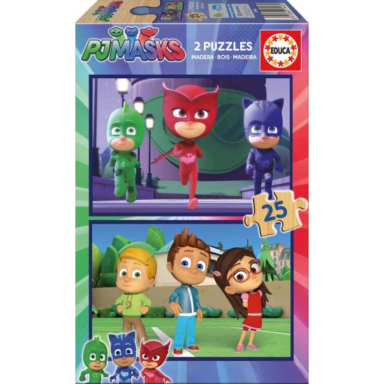 Educa PJ Masks Puzzle aus 2 x 25 Holzteilen