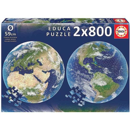 Educa Rundes Planet Erde-Puzzle mit 2 x 800 Teilen