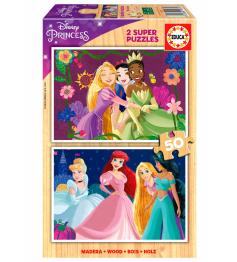 Educa Disney-Prinzessinnen-Puzzle mit 2 x 50 Holzteilen