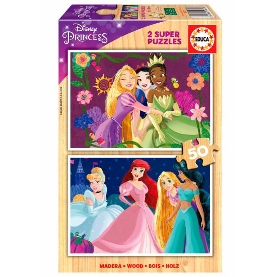 Educa Disney-Prinzessinnen-Puzzle mit 2 x 50 Holzteilen