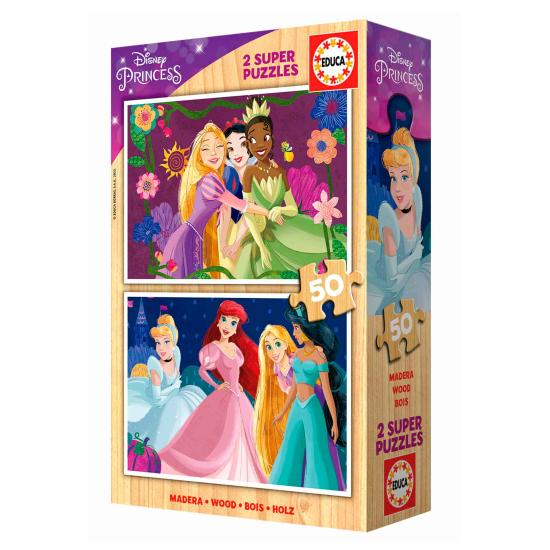 Educa Disney-Prinzessinnen-Puzzle mit 2 x 50 Holzteilen